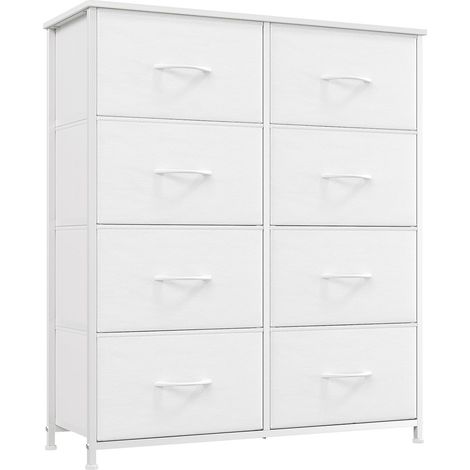 Commode en Tissu avec 8 Tiroirs pour Chambre Entrée, Blanc (1/5)