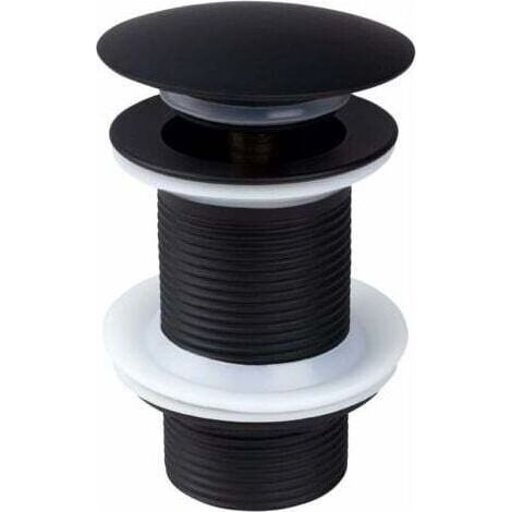 Bonde de Lavabo Noir Sans Trop Plein, Bonde de Lavabo Pop Up Noir Universelle, Bonde de Vidage Sans Trop Plein, Bonde de Vidange Sans Trop Plein, Bonde Pop Up Automatique pour Vasque a Poser--INHHUB (1/4)