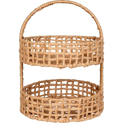 Vassoio Anadia a 2 piani in carta intrecciata naturale ø29x39 cm