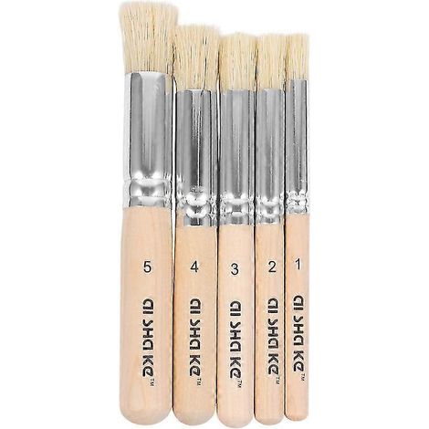 Ensemble de 5 pinceaux à pochoirs avec manches en bois et poils naturels (1/3)