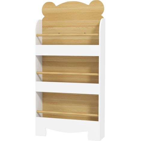 Librería infantil estrecha de madera con 3 estantes 55 x 15 x 110 cm blanca HOMVRA (1/5)
