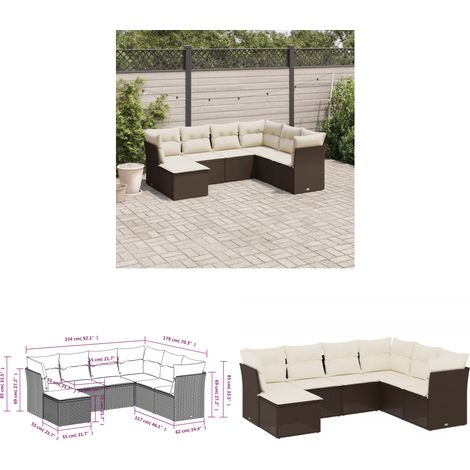 Salon de jardin avec coussins 7 pcs marron résine tressée - Salon De Jardin - Canapé Extérieur - Ensemble Salon De Jardin - Meuble De Jardin - Mobilier De Jardin - Home & Living (1/3)
