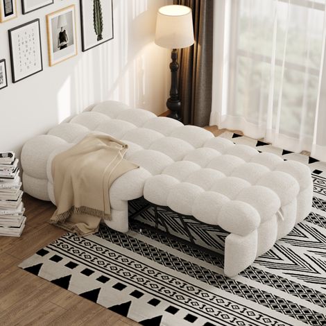 Sofá cama puff 183x76 cm beige de teddy, convertible 2 en 1 (1/5)