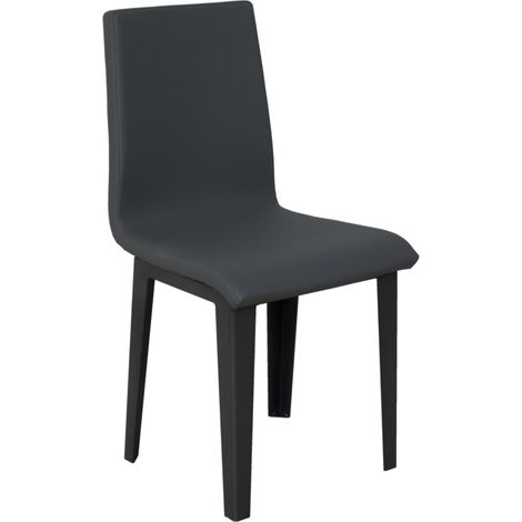 Chaise moderne simili cuir gris et pieds métal anthracite Sofy (1/5)