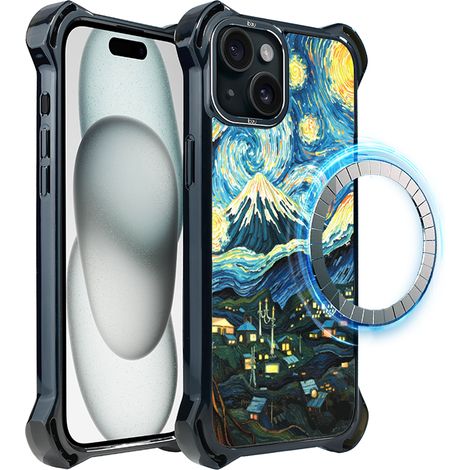 Custodia ibizu DropGuard Ultra per iPhone 15 Plus con MagSafe, Van Gogh, Notte stellata (1/5)