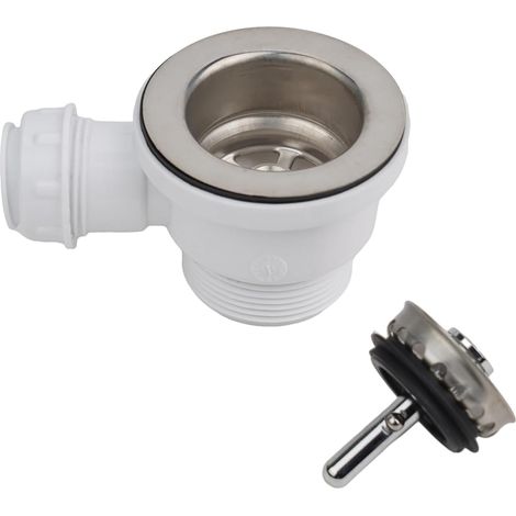 1 Bouchon panier acier inoxydable, diamètre 70 mm, bride polypropylène, pour évier cuisine salle de bain