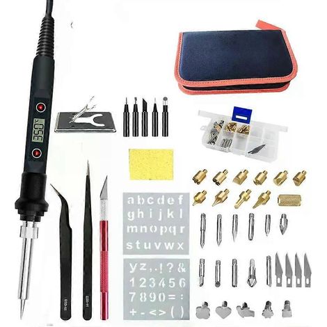80-W-Digital-Lötkolben-Set mit einstellbarer Temperatur – ideal zum Schnitzen, Brennen, Prägen und für Holzbearbeitung. (1/4)
