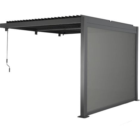 sweeek - Wand Pergola Palace 3x3m mit Lamellendach + 1 Markise 3m (1/5)