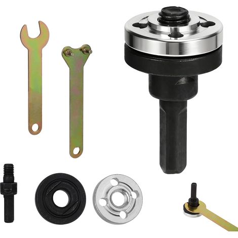 Kit Adaptateur 5 en 1 pour Meuleuse d'Angle 10mm, Ensemble Biellettes Conversion Alliage Perceuse Électrique et Meuleuse avec Entraînement Rotatif Réglable pour Disques Coupe Accessoires (1/5)