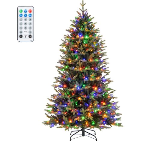 Sapin de Noël Artificiel à Charnière avec Pointes Branches, Lumières LED, 11 Modes d'Eclairage, 3 Minuteries, 4 Niveaux de Luminosité, Vert (1/5)