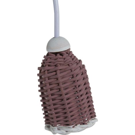 Faretto a sospensione in vimini marrone e bianco, Ø6H9 cm (kit da 10)