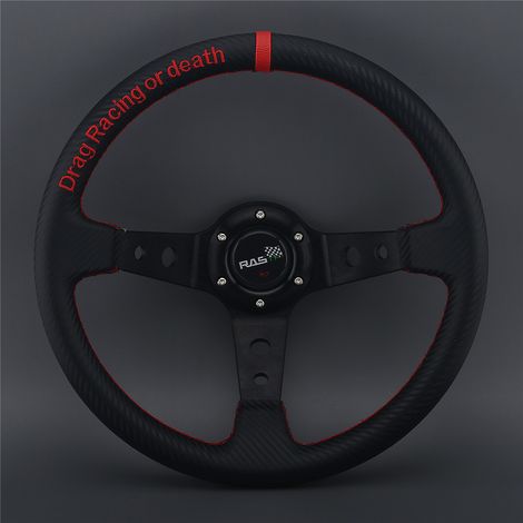 Individuell anpassbares Rennlenkrad für Fahrzeugmodifikationen, 345 mm tiefe konkave Scheibe, PU-Carbon-Textur, Rennspiellenkrad (1/4)