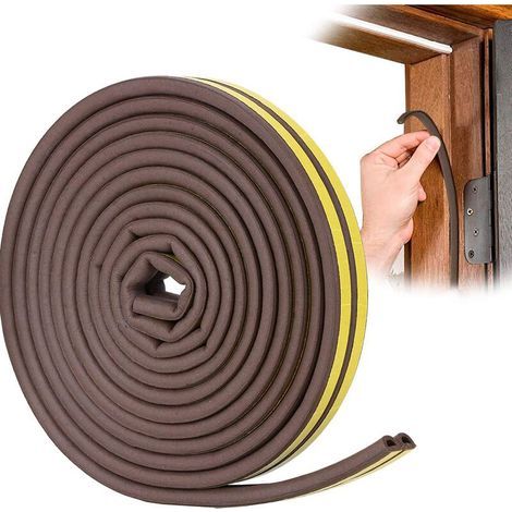 Joint porte, Joint Fenêtre pvc D Profil, Calfeutreur Les Porte et Fenêtres avec Forte Adhérence, Isoler du Bruit et Anti-intempéries, 6 Metres (Marron) (1/5)