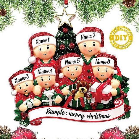 Décoration de Noël suspendue pour sapin, Nouvel An, acrylique, à faire soi-même, décoration de Noël personnelle pour la maison, pour une famille de 6 personnes (1/5)