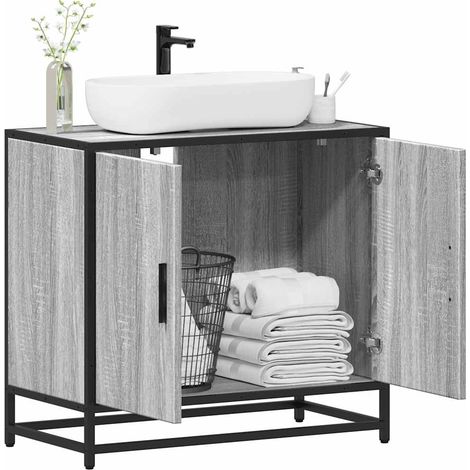 Mueble lavabo baño madera contrachapada sonoma gris 65x33x60 cm vidaXL (1/5)