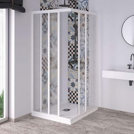 Box doccia angolare in acrilico effetto a bolle modello acril h.190 cm 80-75 x 100-95 - spazio ingresso max/min ±53/46 FORTE