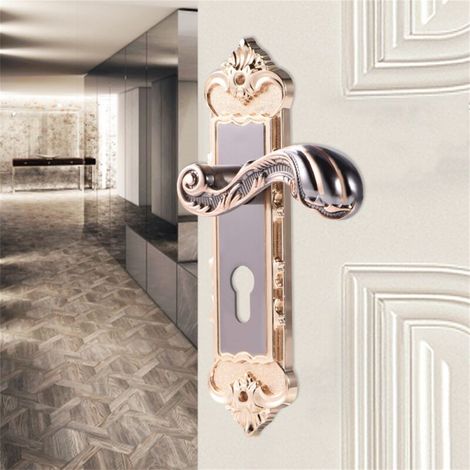 Serrure de porte rétro en alliage d'aluminium de style européen, serrure antivol pour porte de chambre à coucher (1/5)