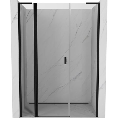 Mexen Mist L porta doccia a battente 140 cm, trasparente, nero - 8A4L-140-001-70-00 (1/5)