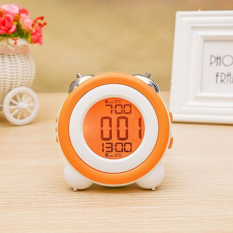 Sveglia potente per chi ha il sonno pesante, con allarme opzionale. Doppia impostazione dell'allarme. Funzione snooze (arancione). (1/5)