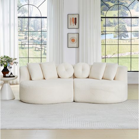 Modulares Sofa 223x109x79 cm aus beigem Chenille, 2 Module, fürs Wohnzimmer – MEUBLIV (1/5)