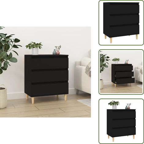 Buffet Noir 60x35x70 cm Bois d'ingénierie - Buffet Noir - Armoire Rangement - Meuble Salon - Meuble Entrée - Commode Tiroir (1/5)