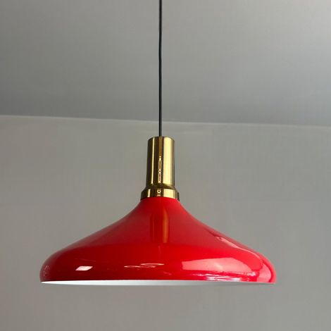 Champion Suspension Luminaire Vintage, Lustre Salon de 35 cm, Lustre Cuisine en Métal, Lampe E27 Vintage pour Chambre, Suspension Luminaire pour Salle à Manger, Couloir, Rouge (1/5)