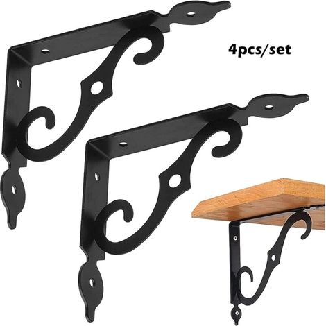 Stück rustikale Wandmontage 90 Grad Eckstrebe Regalhalterung Dreieckige Regalhalterung Schwarze Regalhalterung Metall Wandmontierte Regalhalterung für Wand, Garten (1/4)