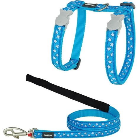 Arnés para Gato Red Dingo Style Turquesa Estrella Blanco Correa