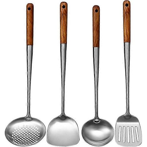 Long poignée acier inoxydable wok spatula cuisine slotted turner ensemble (1/5)
