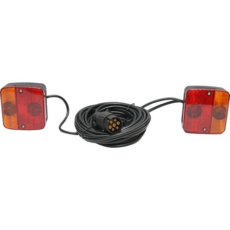 Set di lampade magnetiche per rimorchi da 12 V, spina a 7 poli, cavo da 2,5 m tra le luci posteriori, cavo spina da 7,5 m Breckner Germany