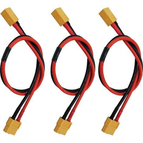 3-Piece Extension Cables Male to Female Connector XT60 Plug with 30cm 14AWG Silicone Cable for RC Lipo Battery (1/5)