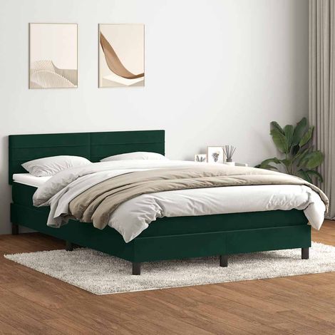 Sommier à lattes de lit et matelas vert foncé 160x220cm velours
