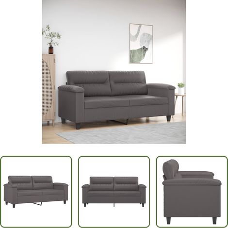 vidaXL Sofá de 2 plazas de cuero sintético gris 140 cm (1/5)