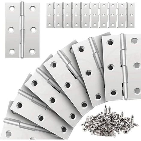 20 Stück Edelstahlscharnier, Schranktürscharnier, klappbares Flachscharnier, 66 38 mm, für Wohnmöbel, Hardware, Schrank, Schublade, Türschutz mit Schrauben