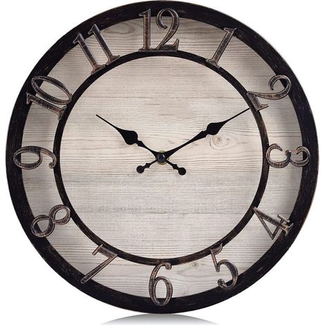 Green Mobility-Horloge Murale Vintage en Bronze, Grand Silencieux Numérique 3D Salon Chambre Cuisine 30cm (1/5)