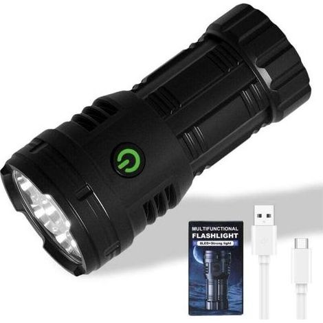 2PCS 8LED Mini Lampe Torche LED Ultra Puissante, Lampe de Poche, Lampe Torche Tactique Militaire Puissante Rechargeable, 8 Modes D'éclairage Étanche Lampe Torches pour Camping Randonnée (1/5)