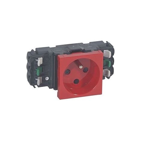 Legrand 077321 Mosaic 2-module 2P+E polarized outlet for DLP monoblock cable ducts - red