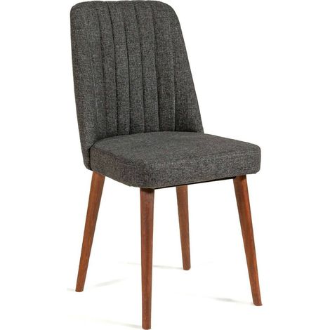 Dmora - Stuhl Dfambrin, Stoffsitz, Gepolsterter Stuhl, Sessel mit Armlehnen, 47x46h89 cm, Walnuss und Anthrazit