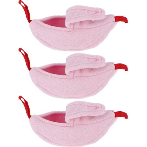 Lot de 3 hamacs suspendus en forme de banane pour hamster, abri chaud pour l'hiver, accessoires pour petits animaux, rose rouge (1/5)