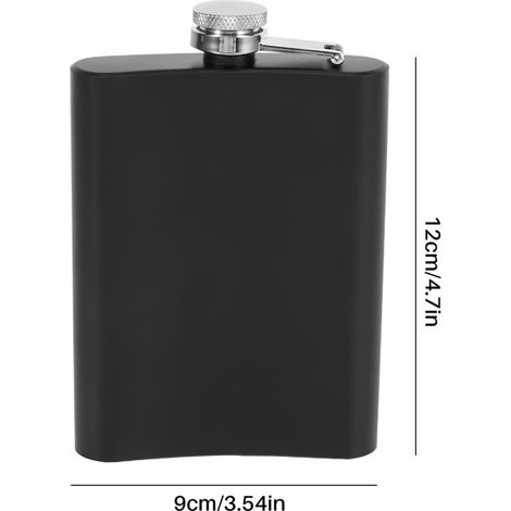set of black stainless steel flasks, small portable flasks, flat metal bottles, suitable for outdoor use. (1/5)