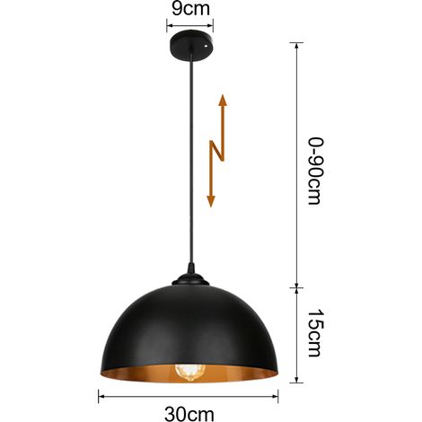 Pendelleuchte. 2x Retro Hängelleuchte Hängelampe aus Metall. Industrielle Vintage LED Pendellampe.E27 Fassung für max 60W. Ø 30cm(Ohne Leuchtmitte)für Wohnzimmer.Esszimmer.Keller.Bar (1/3)