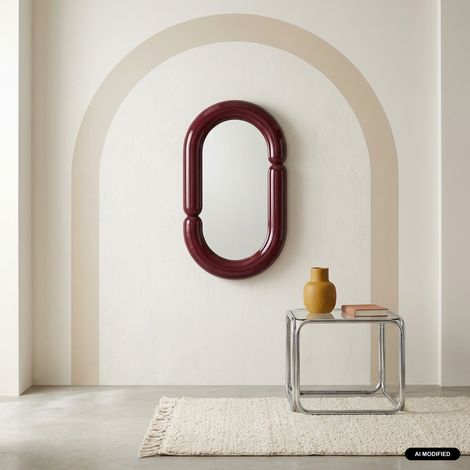 sweeek - Miroir ovale finition glossy 70cm bordeaux - Adia (1/3)
