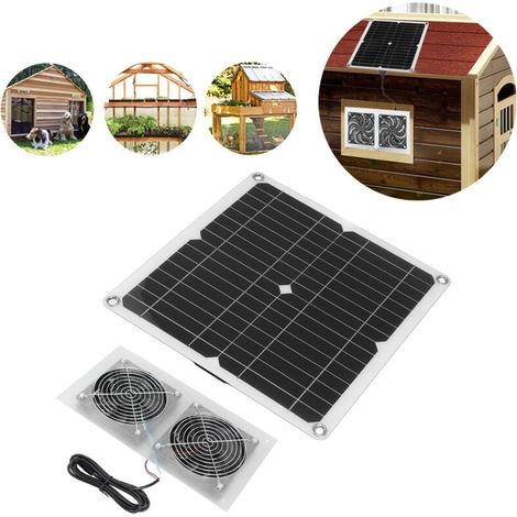 Kit de panneau solaire de 25 W 18V résistant aux intempéries , ventilateur d'extraction alimenté par panneau Ventilateur portable pour serre, abri de jardin, poulailler, évent (1/4)