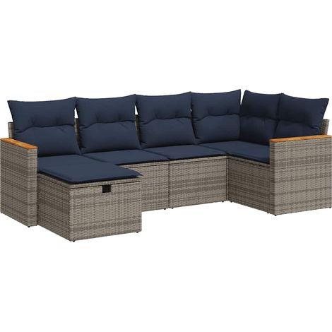 Maison Exclusive - 6-tlg. Garten-Sofagarnitur mit Kissen Grau Pol