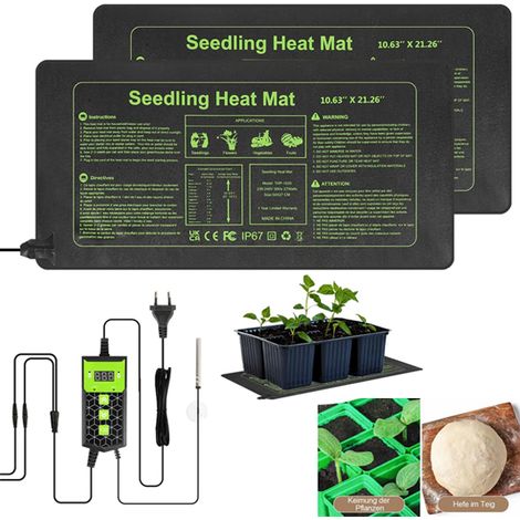 2 Tapis Chauffants pour Plantes 10"x20,75", Coussin de Germination Électrique, Thermostat Numérique, IP67, 20°C-42°C, Intérieur/Extérieur (1/5)