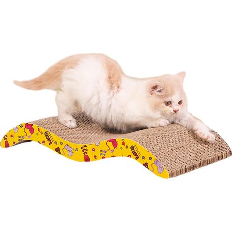 44 x 21cm Carton Griffoir Incurvé Réversible, Tapis à Gratter pour Chat (1/5)