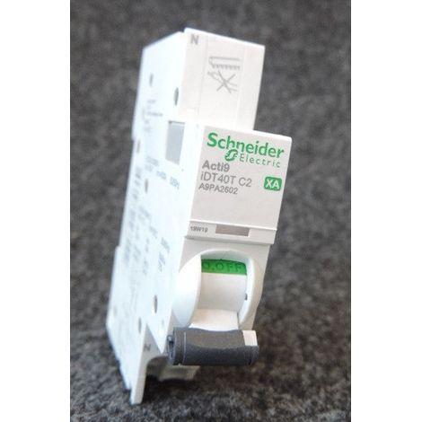 Disjoncteur 2A 1P+N courbe C 6kA bornes auto modulaire Acti9 iDT40XA Schneider (1/4)