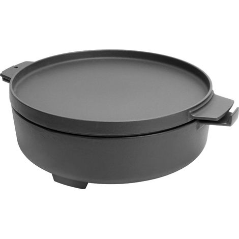 Duo Dutch Oven Set d'accessoires pour barbecue 47 cm et 57 cm Kettle, cocotte en fonte 2 en 1, pour système gourmet BBQ et barbecues à gaz (1/5)