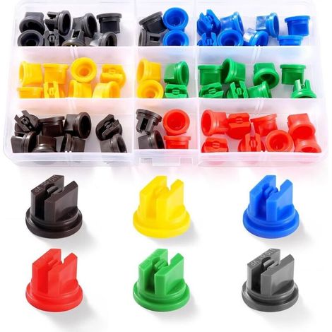 60 Pièces Buses de Pulvérisation en Plastique à 110 Degrés, Buses de Pulvérisation à Ventilateur Plat, Remplacement Buse Pulvérisation Agricole Plastique, pour Pulvérisation Désherbage (1/4)