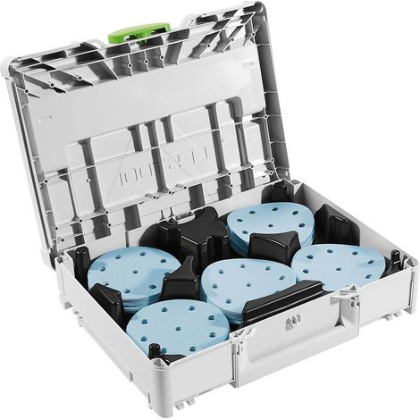 Festool – Disque à lamelles 125mm – Lot de 20 abrasifs Granat P60/P80/P120/P180/P220 – Systainer SYS3 M 112 – Pour ponçage laques modernes